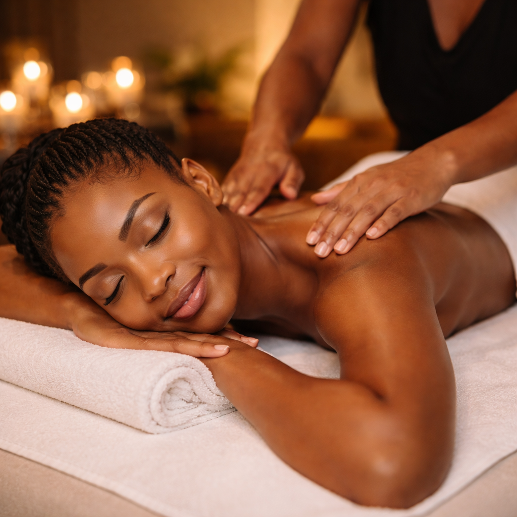 African women getting makeup